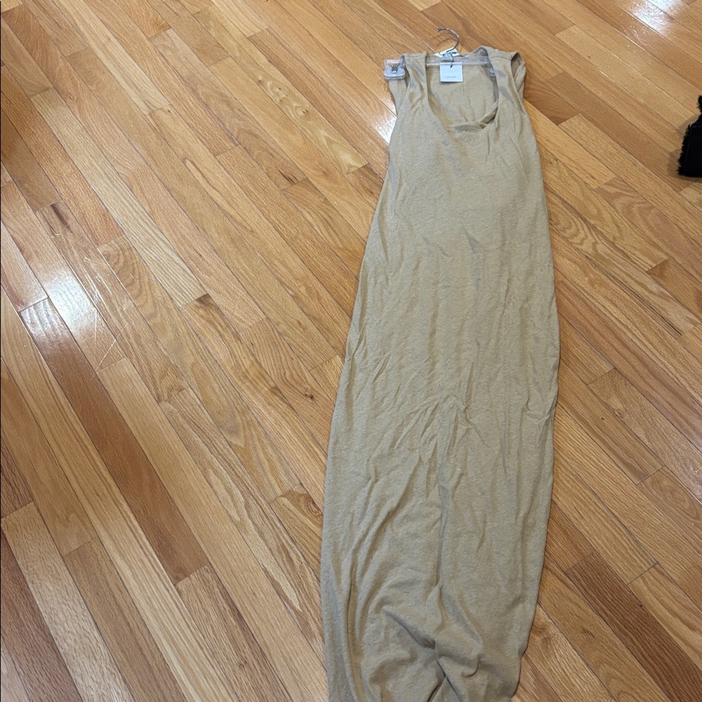 Zara Tan linen Sleeveless linen blend Maxi Dress s